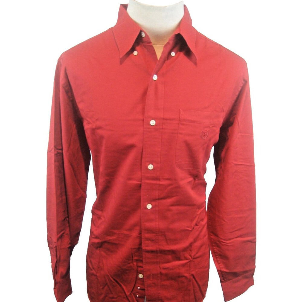 Mens Chaps Ralph Lauren Red LS Cotton Casual Shirt sz Med